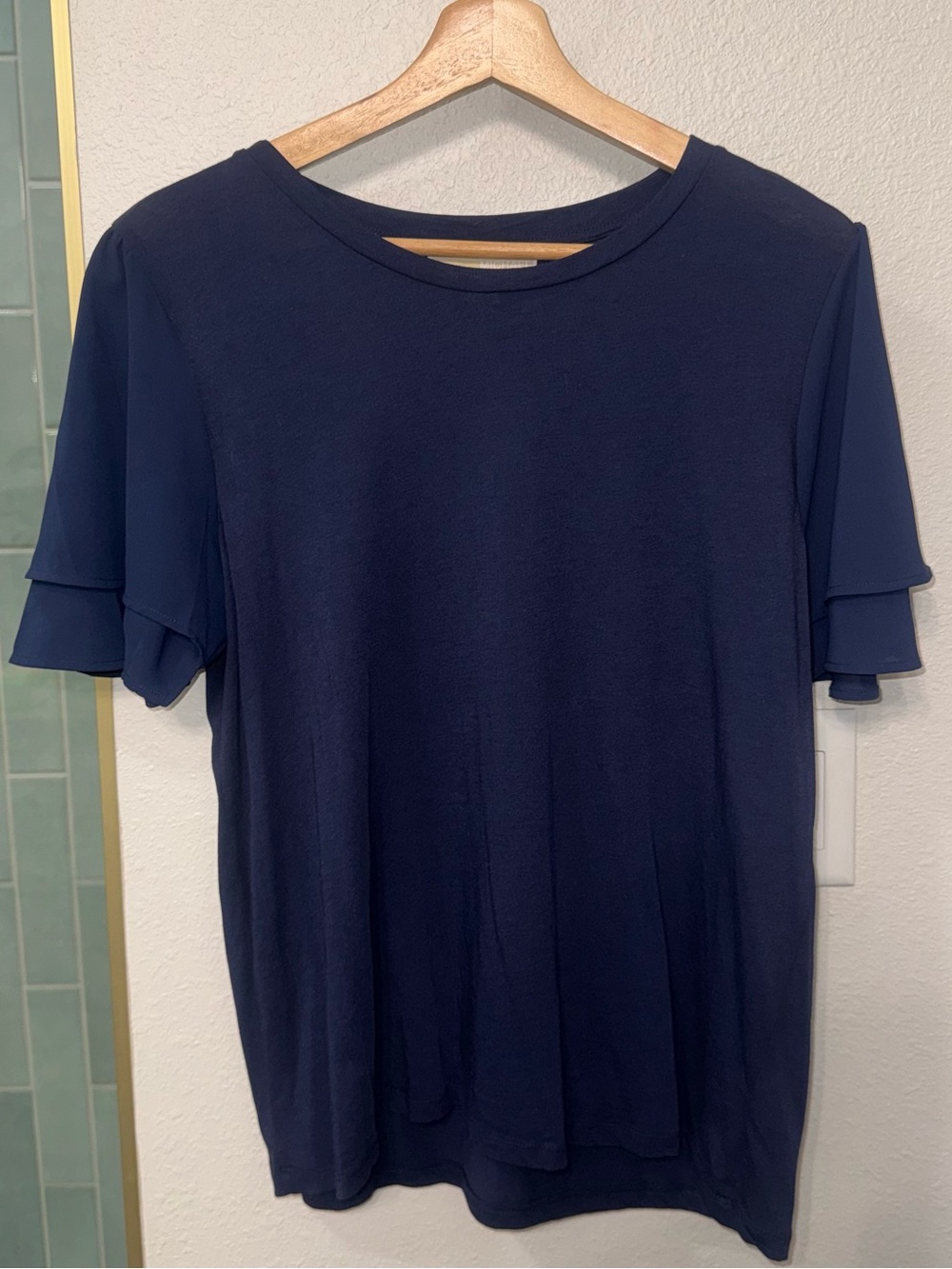 NWT Michael Kors Navy Blue Top with tiered Sleeves